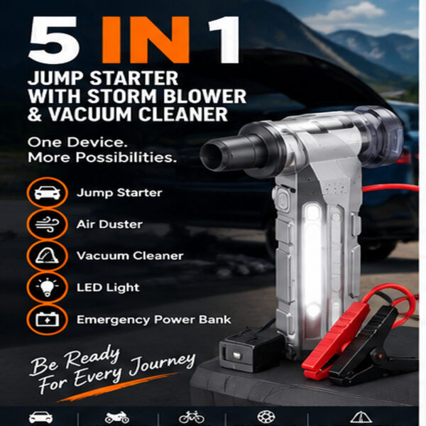 Vaccum Cleaner & Jump Starter 5-in-1 Emergency Kit